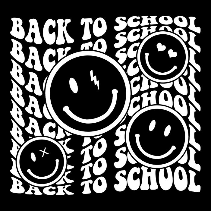 Back To School Retro Smile Face Cropped Pullover Crew