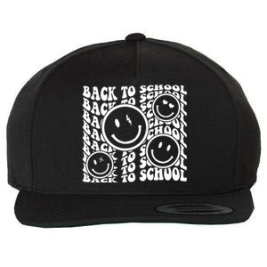 Back To School Retro Smile Face Wool Snapback Cap