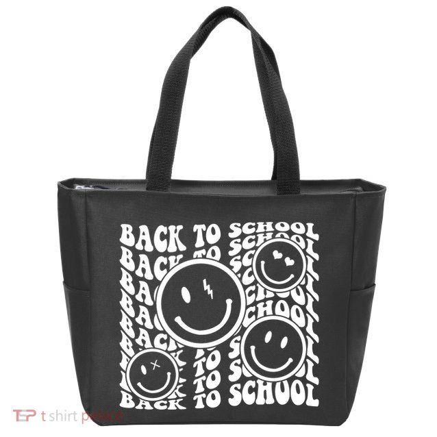 Back To School Retro Smile Face Zip Tote Bag