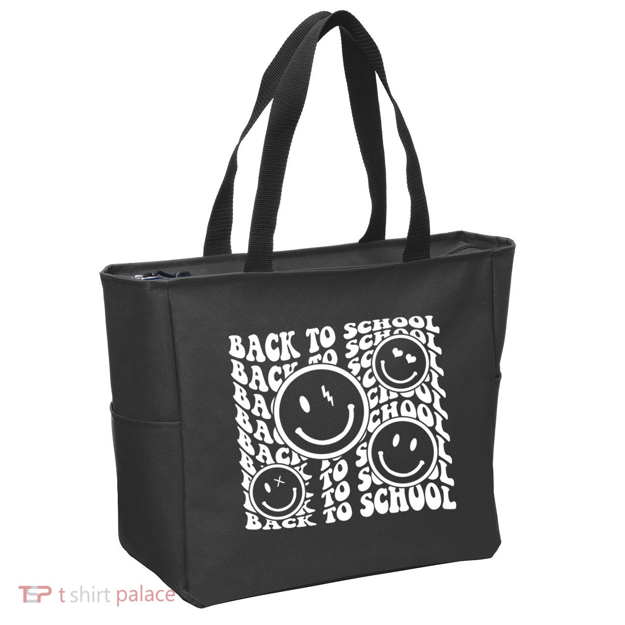 Back To School Retro Smile Face Zip Tote Bag