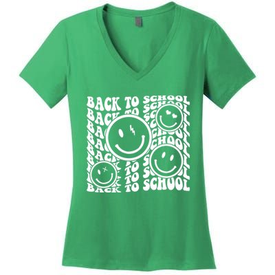 Back To School Retro Smile Face Women's V-Neck T-Shirt