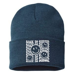 Back To School Retro Smile Face Sustainable Knit Beanie