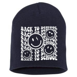 Back To School Retro Smile Face Short Acrylic Beanie