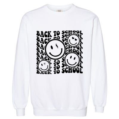 Back To School Retro Smile Face Garment-Dyed Sweatshirt