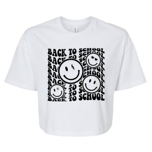 Back To School Retro Smile Face Bella+Canvas Jersey Crop Tee