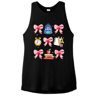 Back To School Girl Coquette Bow First Day Of School Ladies PosiCharge Tri-Blend Wicking Tank