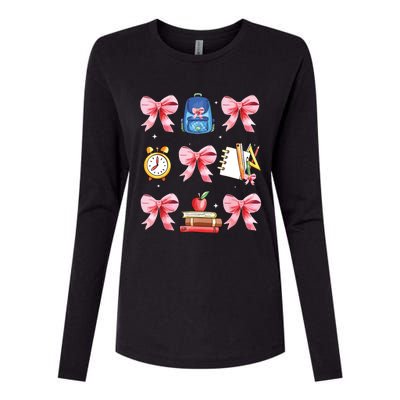 Back To School Girl Coquette Bow First Day Of School Womens Cotton Relaxed Long Sleeve T-Shirt