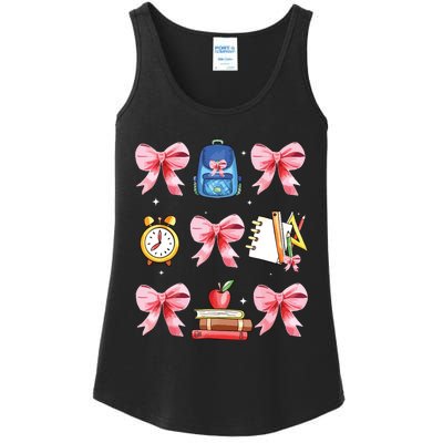 Back To School Girl Coquette Bow First Day Of School Ladies Essential Tank