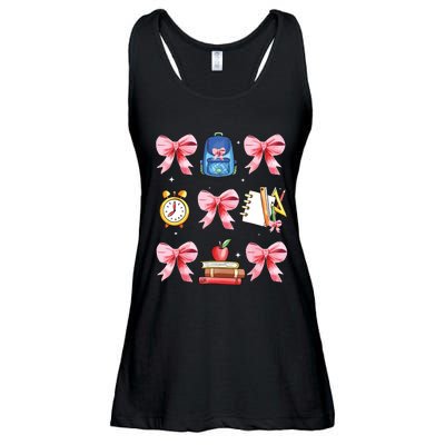 Back To School Girl Coquette Bow First Day Of School Ladies Essential Flowy Tank