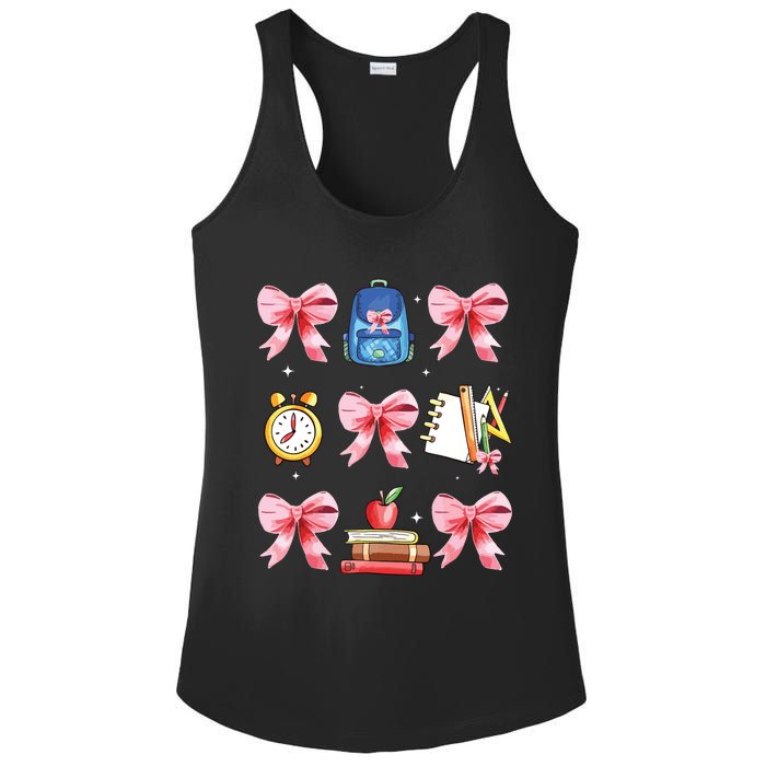 Back To School Girl Coquette Bow First Day Of School Ladies PosiCharge Competitor Racerback Tank