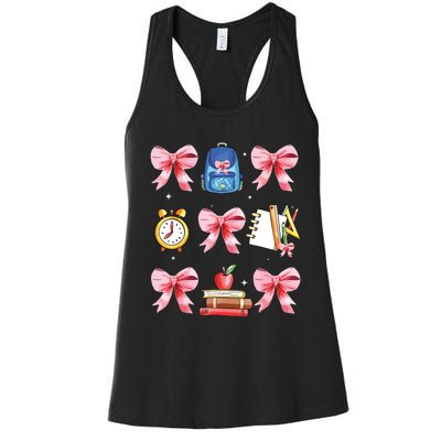 Back To School Girl Coquette Bow First Day Of School Women's Racerback Tank