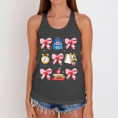 Back To School Girl Coquette Bow First Day Of School Women's Knotted Racerback Tank