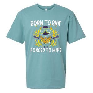 Born To Shit Forced To Wipe Dark Humor Sarcastic Weird Funny Sueded Cloud Jersey T-Shirt