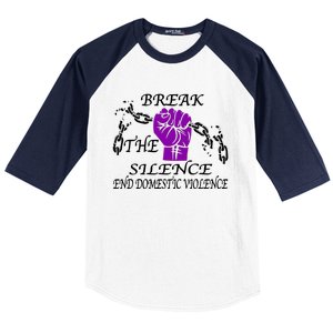 Break The Silence End Domestic Violence Baseball Sleeve Shirt