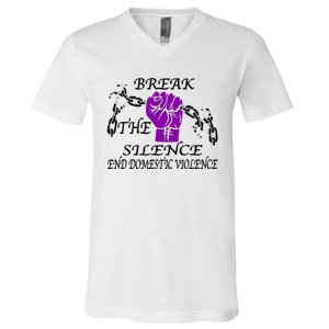 Break The Silence End Domestic Violence V-Neck T-Shirt