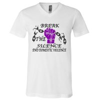 Break The Silence End Domestic Violence V-Neck T-Shirt