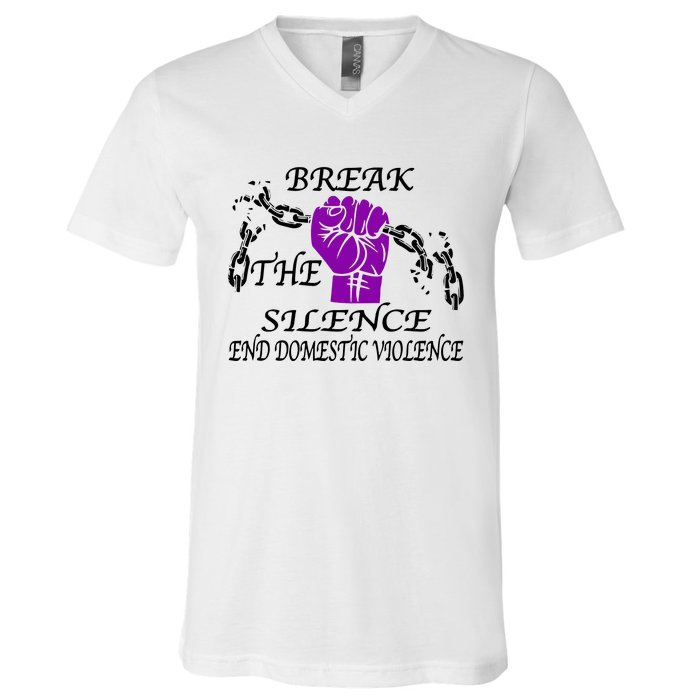 Break The Silence End Domestic Violence V-Neck T-Shirt