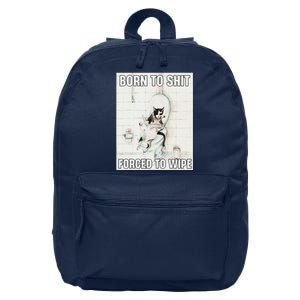 Born To Shit Forced To Wipe Funny Meme Cat Toilet Japanese 16 in Basic Backpack