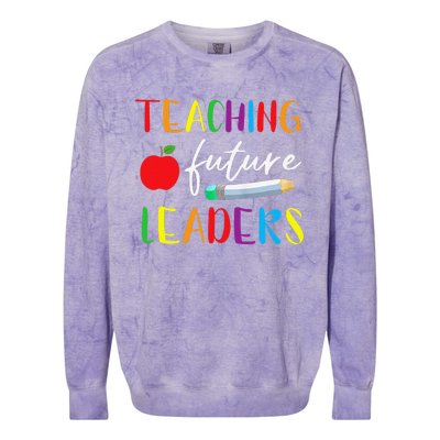 Back To School Teaching Future Leaders Teacher Life Gifts Colorblast Crewneck Sweatshirt