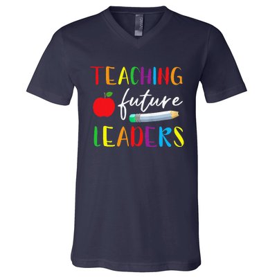 Back To School Teaching Future Leaders Teacher Life Gifts V-Neck T-Shirt