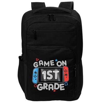 Back To School Game On 1st Grade Funny Gamer Kids Boy Impact Tech Backpack