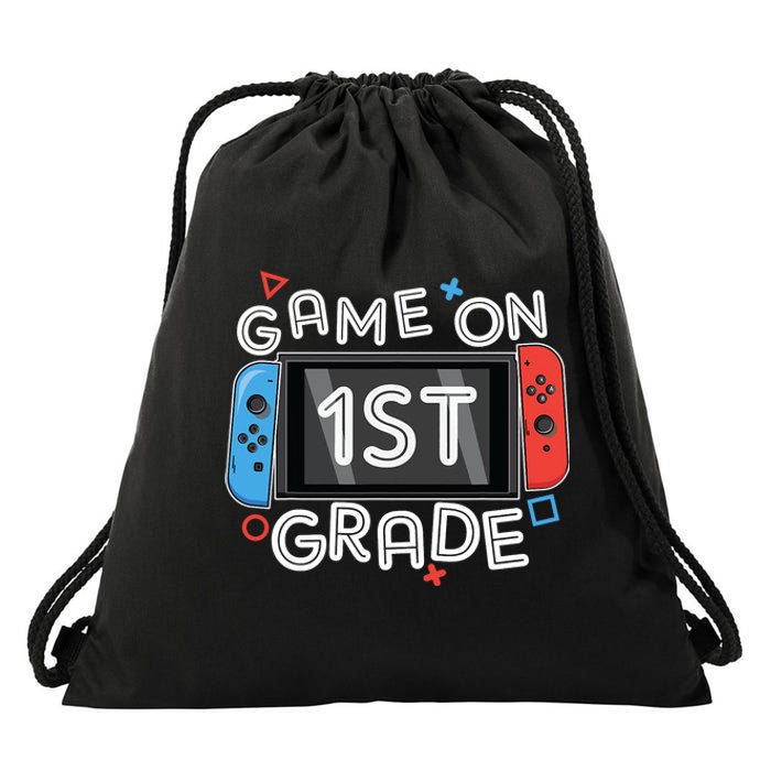 Back To School Game On 1st Grade Funny Gamer Kids Boy Drawstring Bag