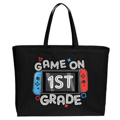 Back To School Game On 1st Grade Funny Gamer Kids Boy Cotton Canvas Jumbo Tote