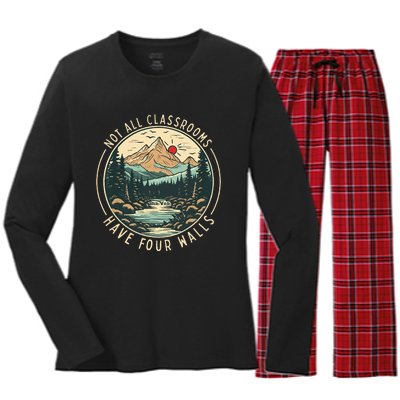 Back To School Not All Classrooms Have Four Walls Camping Women's Long Sleeve Flannel Pajama Set 