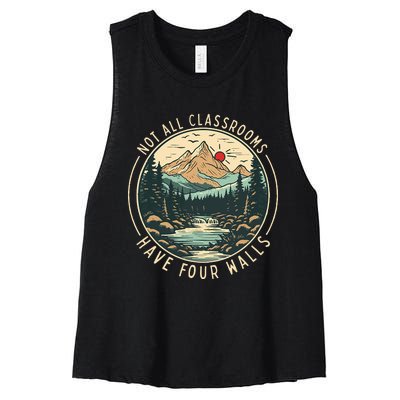 Back To School Not All Classrooms Have Four Walls Camping Women's Racerback Cropped Tank