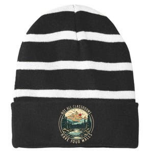 Back To School Not All Classrooms Have Four Walls Camping Striped Beanie with Solid Band