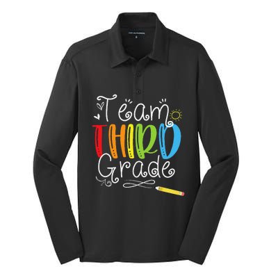 Back To School Team Third Grade 3rd Teacher Student Silk Touch Performance Long Sleeve Polo