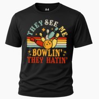 Bowling They See Me Bowling They Hatin Funny Cooling Performance Crew T-Shirt