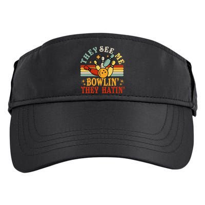 Bowling They See Me Bowling They Hatin Funny Adult Drive Performance Visor