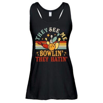 Bowling They See Me Bowling They Hatin Funny Ladies Essential Flowy Tank