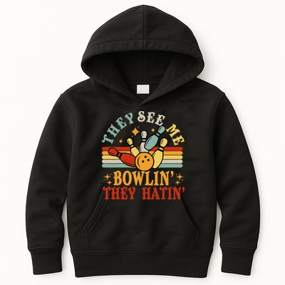 Bowling They See Me Bowling They Hatin Funny Kids Hoodie