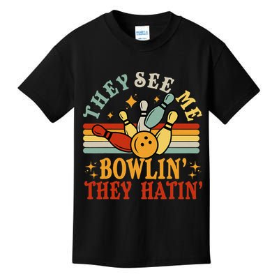 Bowling They See Me Bowling They Hatin Funny Kids T-Shirt