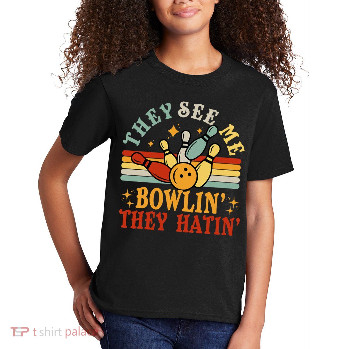 Bowling They See Me Bowling They Hatin Funny Kids T-Shirt