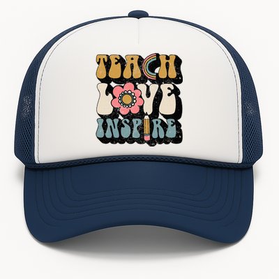 Back To School Teach Love Inspire Retro Teachers Trucker Hat