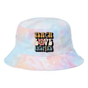 Back To School Teach Love Inspire Retro Teachers Tie Dye Newport Bucket Hat