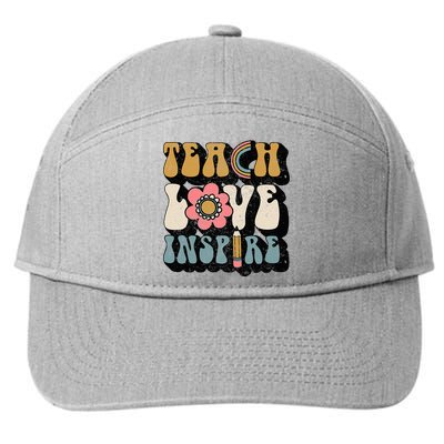 Back To School Teach Love Inspire Retro Teachers 7-Panel Snapback Hat