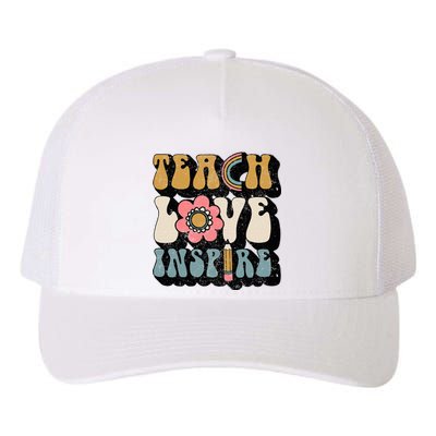 Back To School Teach Love Inspire Retro Teachers Yupoong Adult 5-Panel Trucker Hat