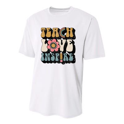 Back To School Teach Love Inspire Retro Teachers Youth Performance Sprint T-Shirt