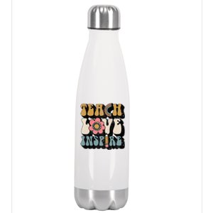 Back To School Teach Love Inspire Retro Teachers Stainless Steel Insulated Water Bottle