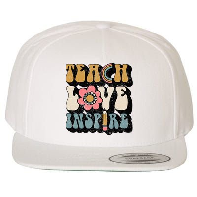 Back To School Teach Love Inspire Retro Teachers Wool Snapback Cap