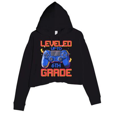 Back To School Leveled Up To 6th Grade Gamer Boy Girls Crop Fleece Hoodie