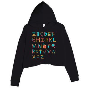 Back To School Alphabet Kindergarten Teacher Crop Fleece Hoodie