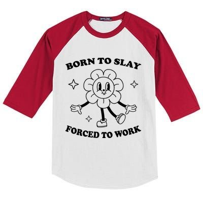 Born To Slay Forced To Work Kids Colorblock Raglan Jersey