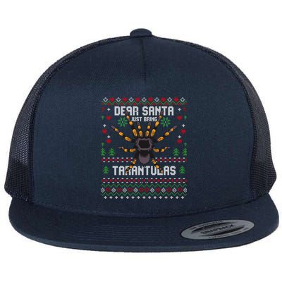 Black Tarantula Spider Christmas Ugly Xmas Sweater Funny Gift Flat Bill Trucker Hat