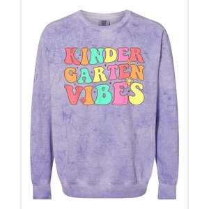 Back To School Kindergarten Vibes Groovy Teacher Wo Kid Colorblast Crewneck Sweatshirt