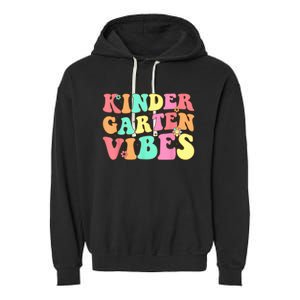 Back To School Kindergarten Vibes Groovy Teacher Wo Kid Garment-Dyed Fleece Hoodie